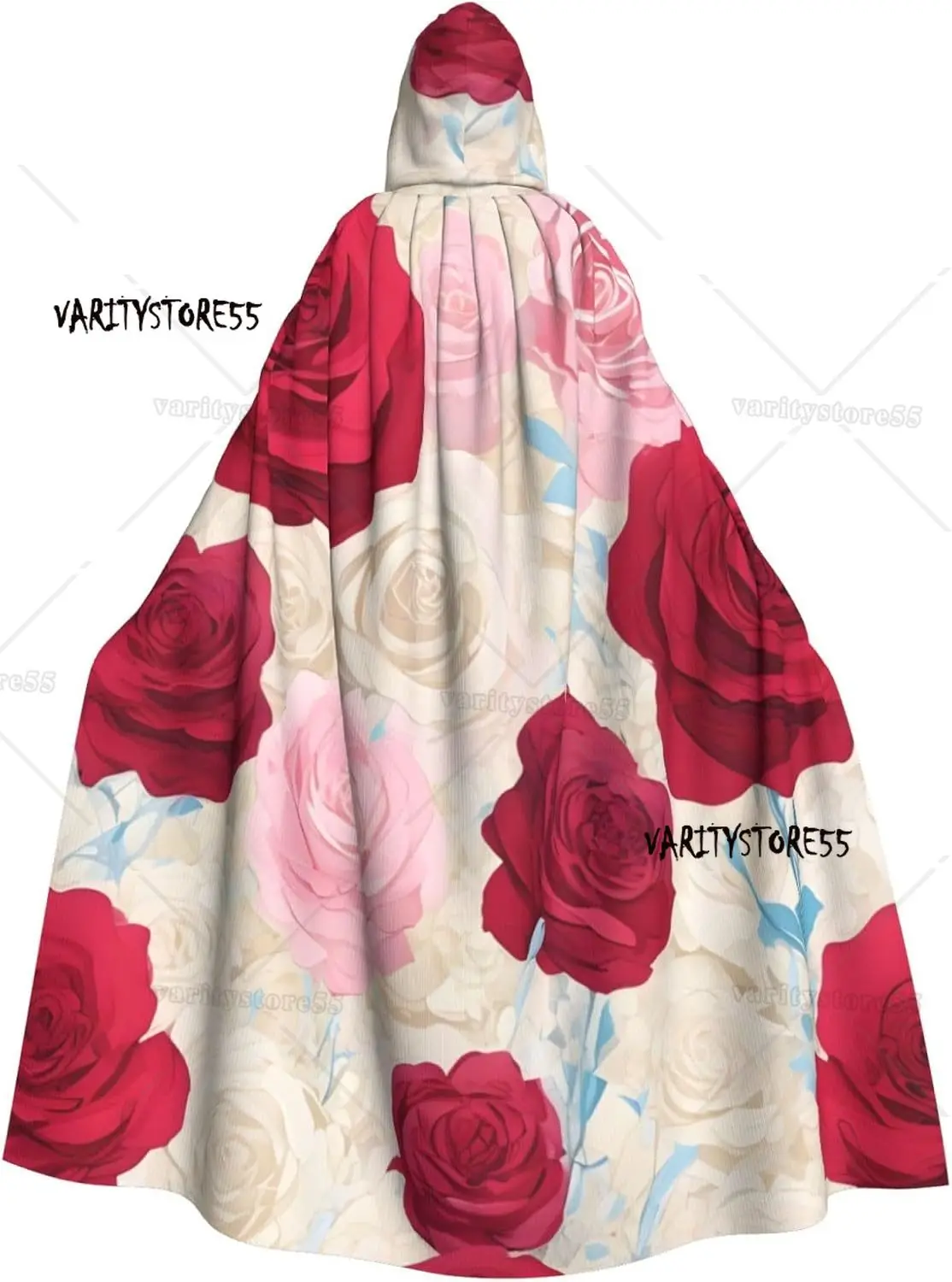 

Red Roses and Pink Roses Adult Halloween Cloak with Hood Comfortable Party Cape for Cosplay Halloween Parties Hooded Cloak