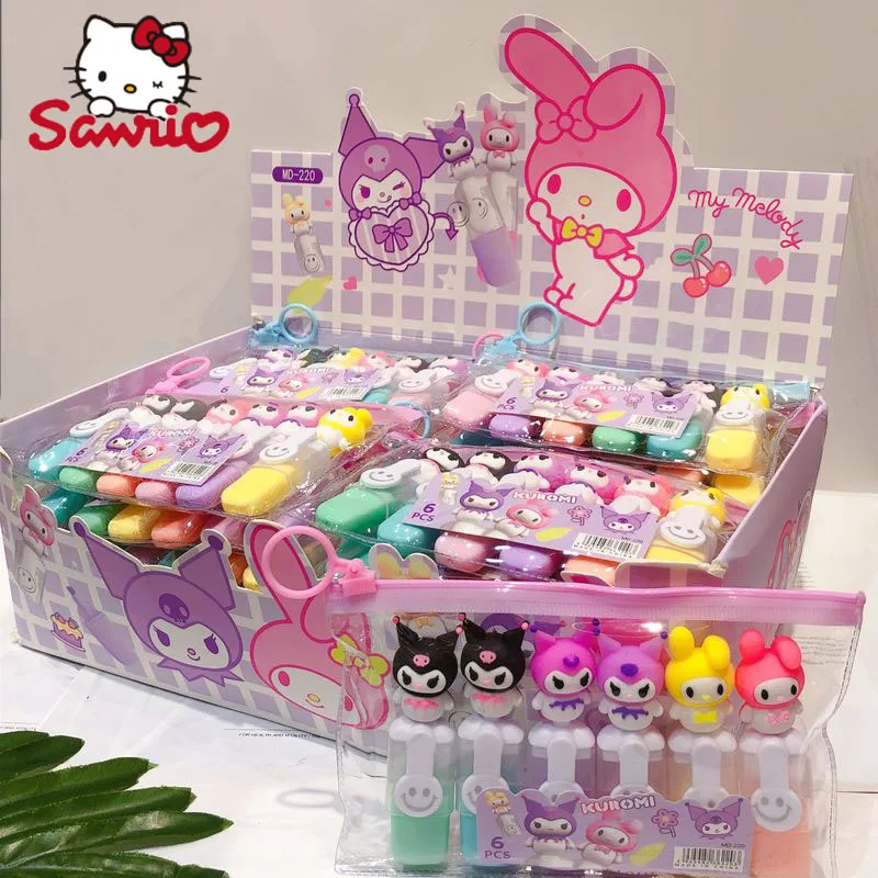 Sanrio Marker Highlighter Cute Cartoon Kuromi Creative Modeling Graffiti Hand-Held Pen Key Marker Student Stationery Wholesale