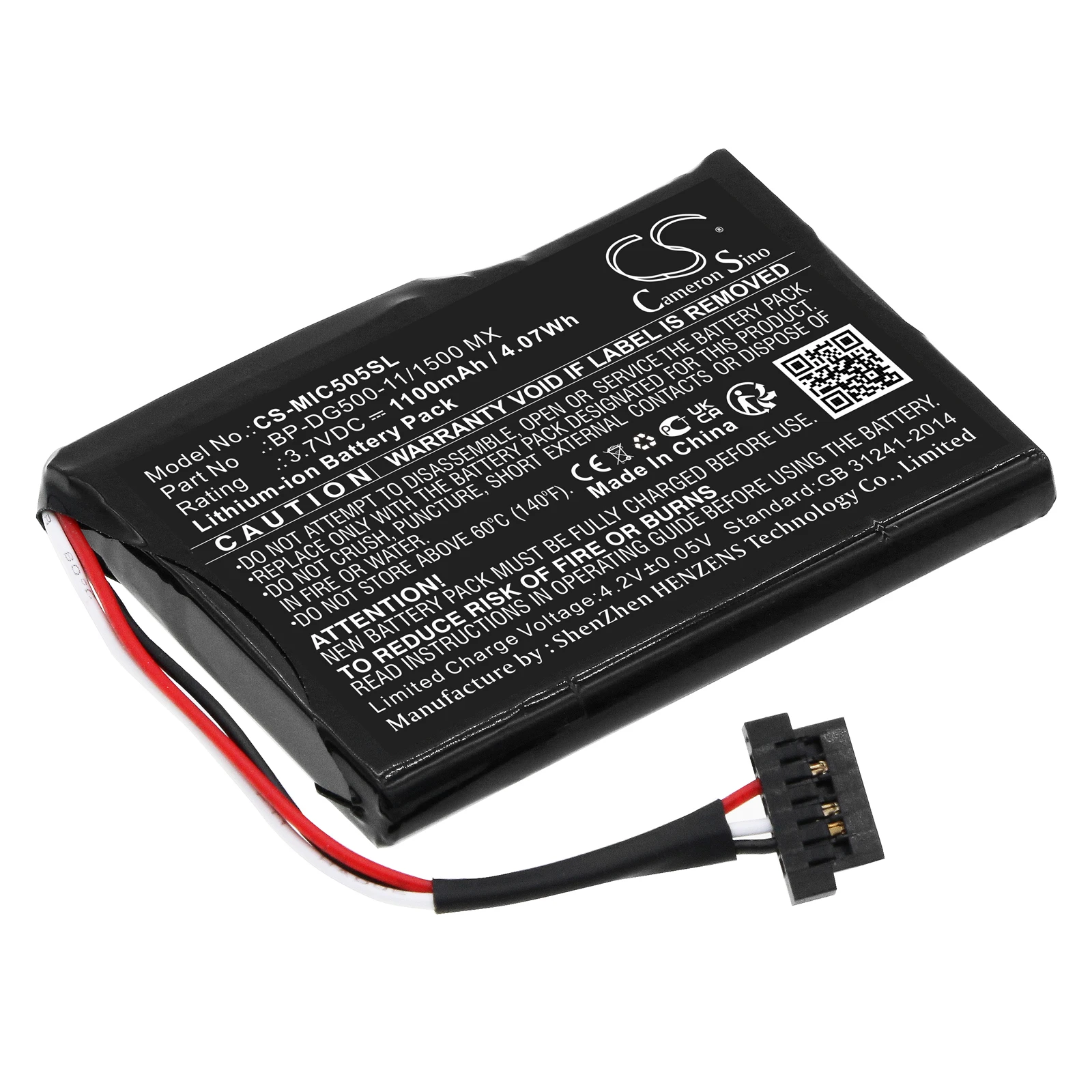 Cameron Sino 1100mAh Dashcam battery BP-DG500-11/1500 MX for Mio/Magellan cyclo 505 HC, cyclo 500 HC