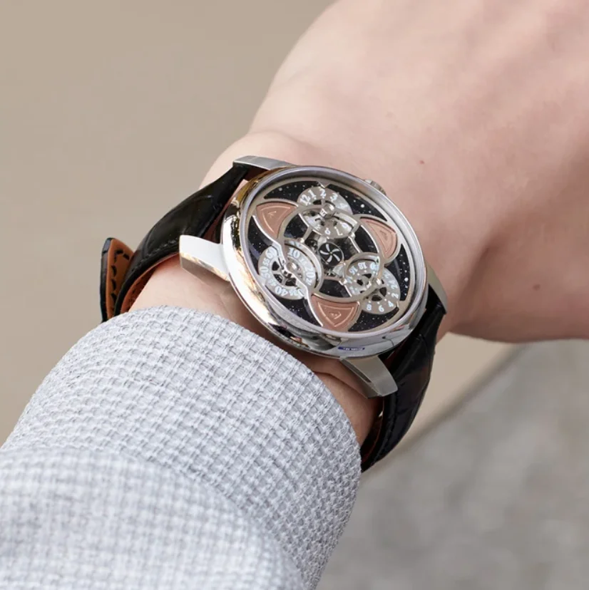 OBLVLO Мужские автоматические часы 42 мм Механические наручные часы 5ATM Водонепроницаемые сапфировые светящиеся вращающиеся маленькие диски