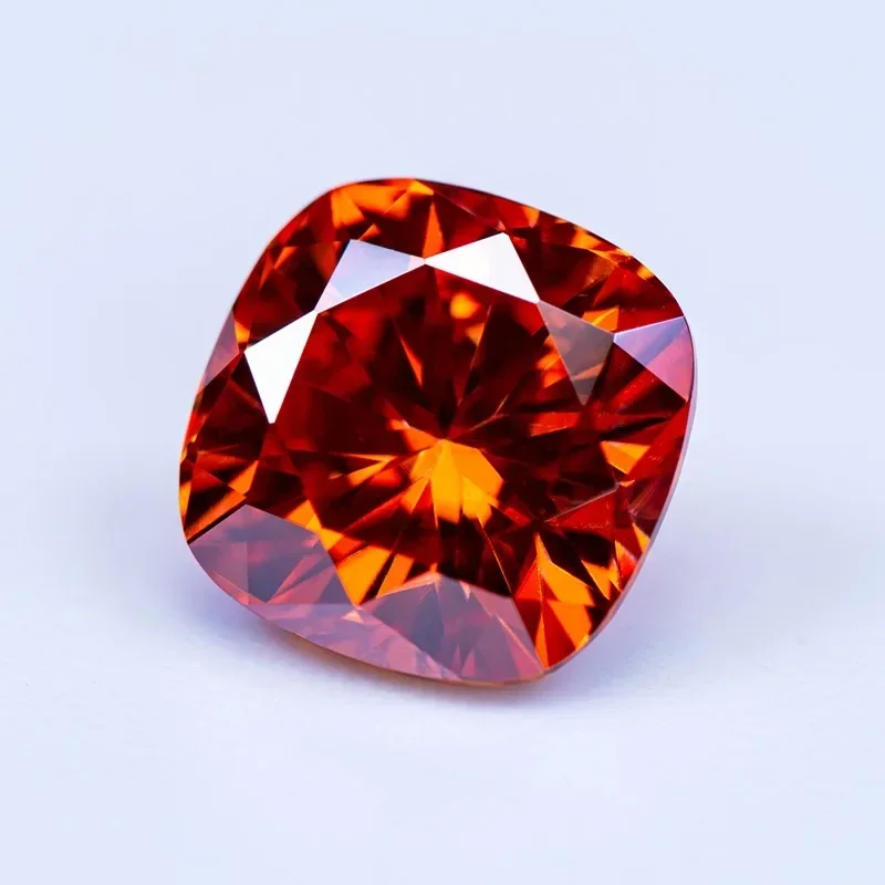 Pierre de Moissanite Orange pour Femmes, Coupe Coussin, Diamant de Croissance en Laboratoire, Bague DIY, Collier, Boucles d'Oreilles, Matériaux principaux avec Certificat GRA