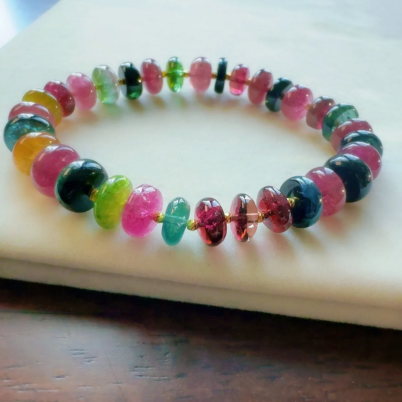 Natural Colorful Tourmaline Quartz Clear Abacus Beads Bracelet 10mm Blue Green Tourmaline Rare Women Men Crystal AAAAAAA