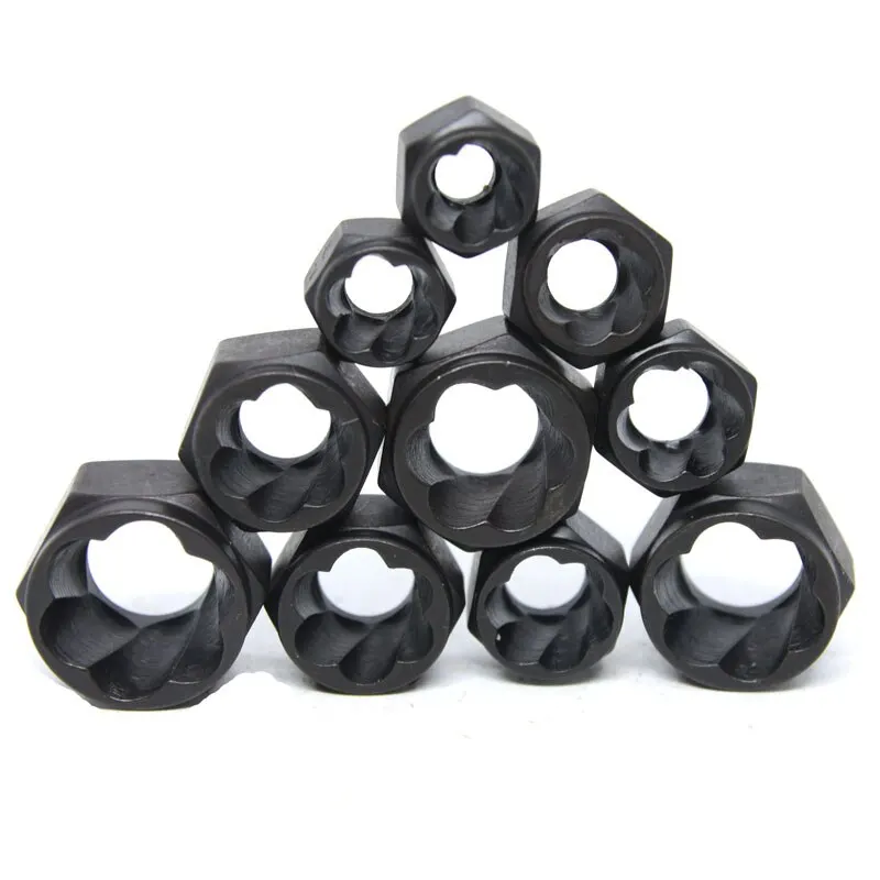 10PC Broken Nut Bolt Extractor Socket Head To Take Hexagonal Screw Tool Screws Remover Threading Tool Kit Black Nuts Set