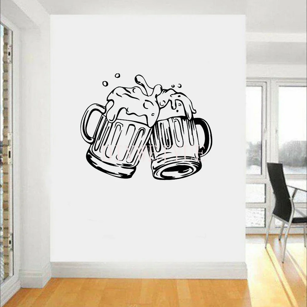 Beer Pub Bar decorazione adesivo murale bicchiere di birra vinile decalcomania da muro fai da te rimovibile autoadesivo murale decorazioni per la