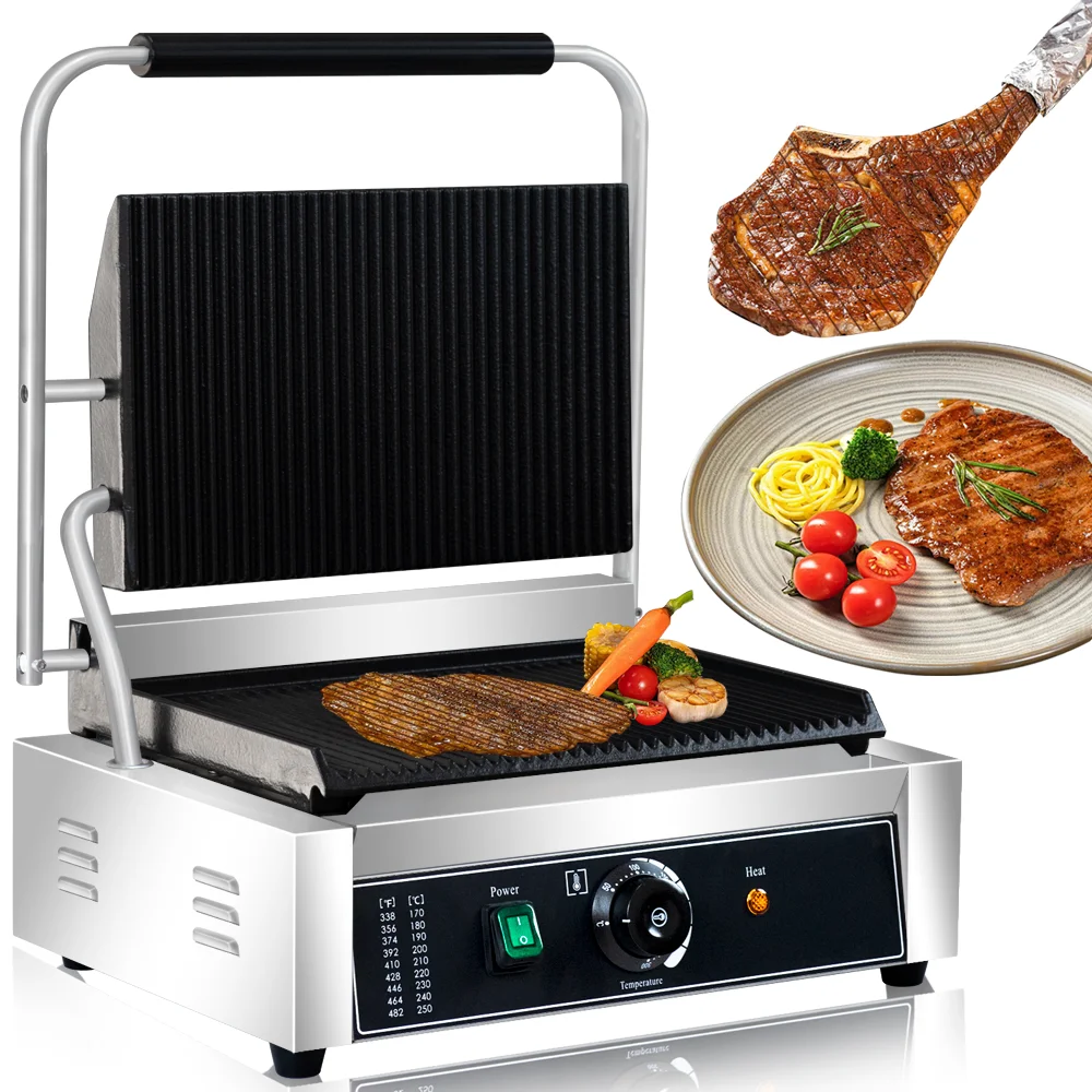 業務用パニーニコンタクトグリル大型サンドイッチプレスパニーニメーカーマシン14インチ x 9インチ調理面2200W