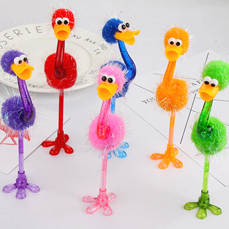 1Pc Lovely Cartoon Ostrich Shape Ballpoint Pen Blue Ink Creative Feather Pens For Student Office Writing Stationery Supplies