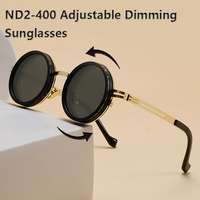 New Adjustable 1-9 Sunglasses Punk Polarized Sun Glasses Men Women Round ND Filter Lenses Retro Fishing Eyeglasses Shades