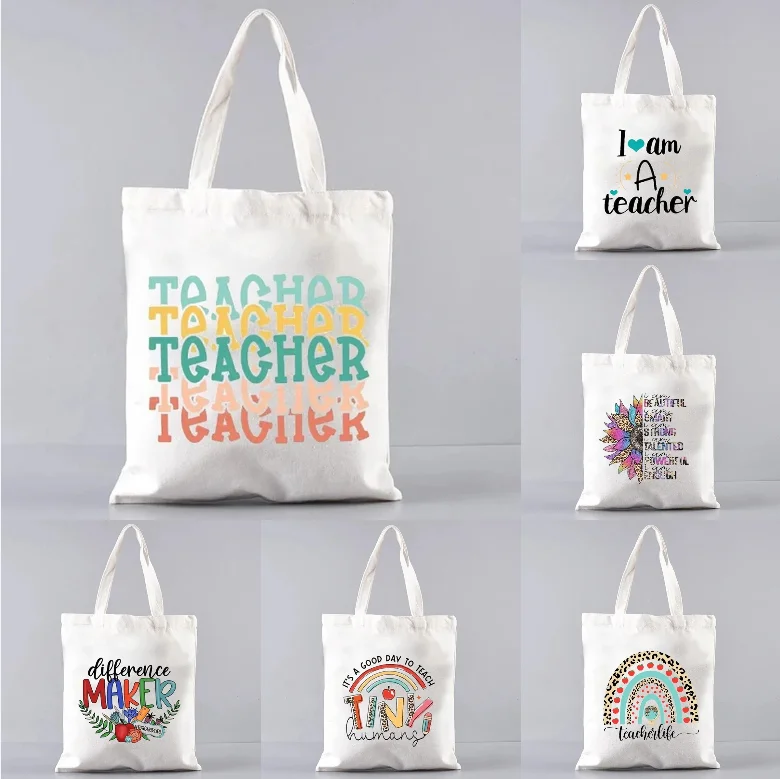 

Personalized Canvas Handbag Rainbow Lemon Cat Printed Single Shoulder Shopping Bag Women's Fashionable Reusable Handbag