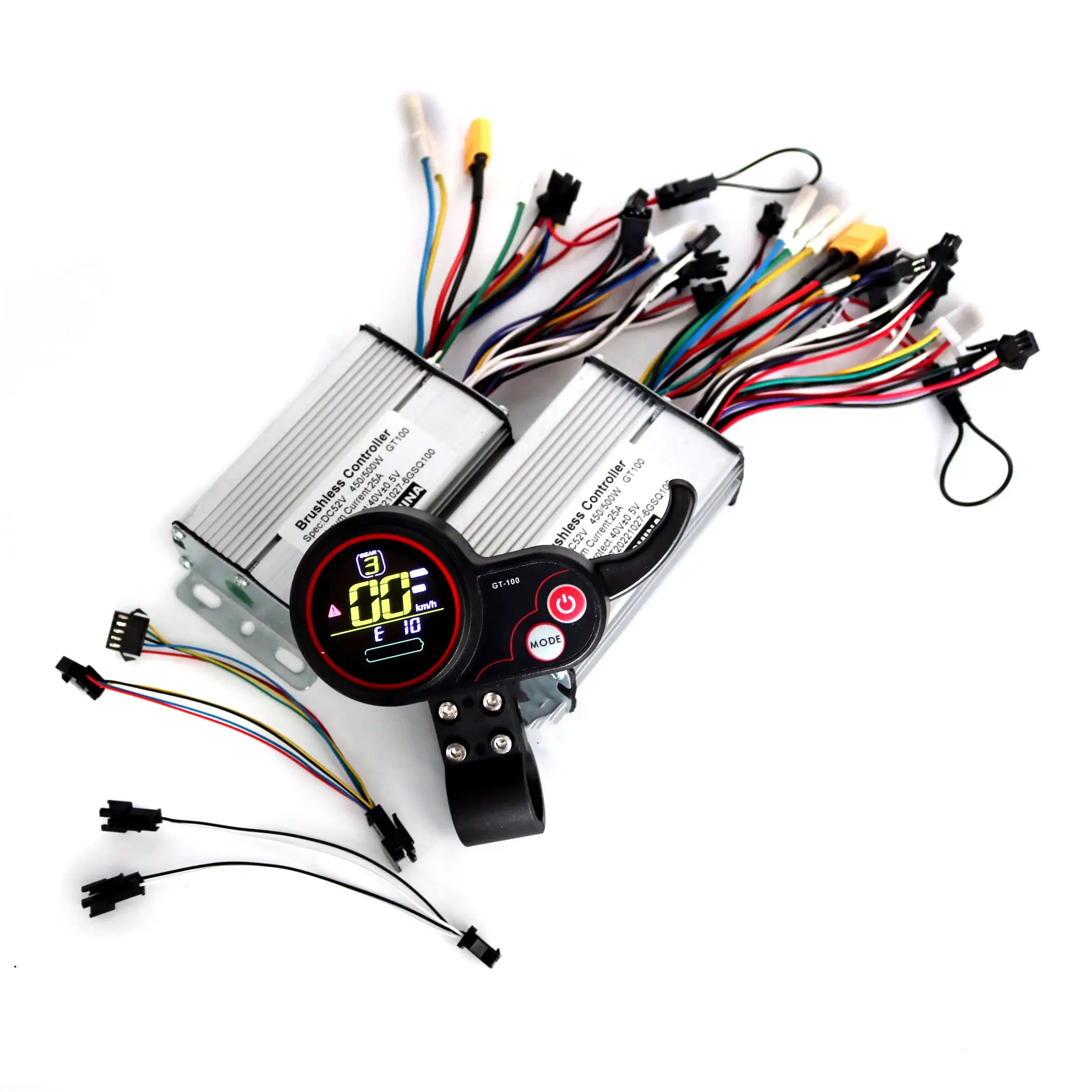 Six Mosfet 36V/48V60V 450/500W 25A BLDC Electric scooter controller E-bike 2 pcs brushless speed driver and 1Pcs GT-100 Display