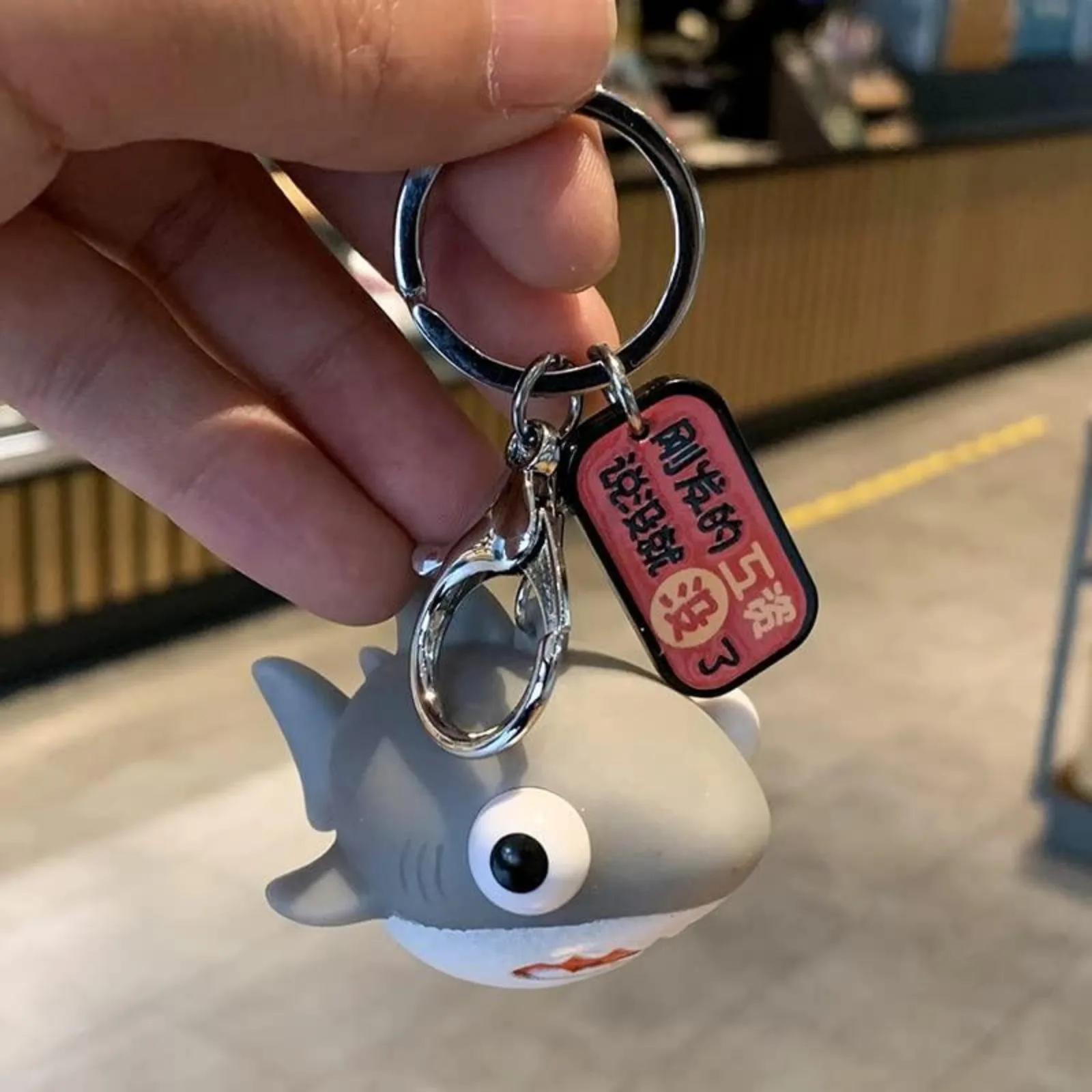 Shark Keychain Elastic 3D Shark Key Ring Cute Squeeze Relax Gift