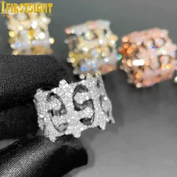 Iced Out Cross Ring for Men Women Bling Micro Pave Silver Color Hollow Cross Luxulry Finger Hip Hop Fashion Jewelry