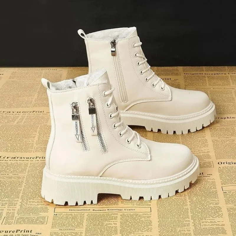 2022 New Boots Ladies Lace-Up Shoes for Women Warm Platform Double Zipper Ankle Boots Women Shoe Winter Boot Fashion Botas Mujer