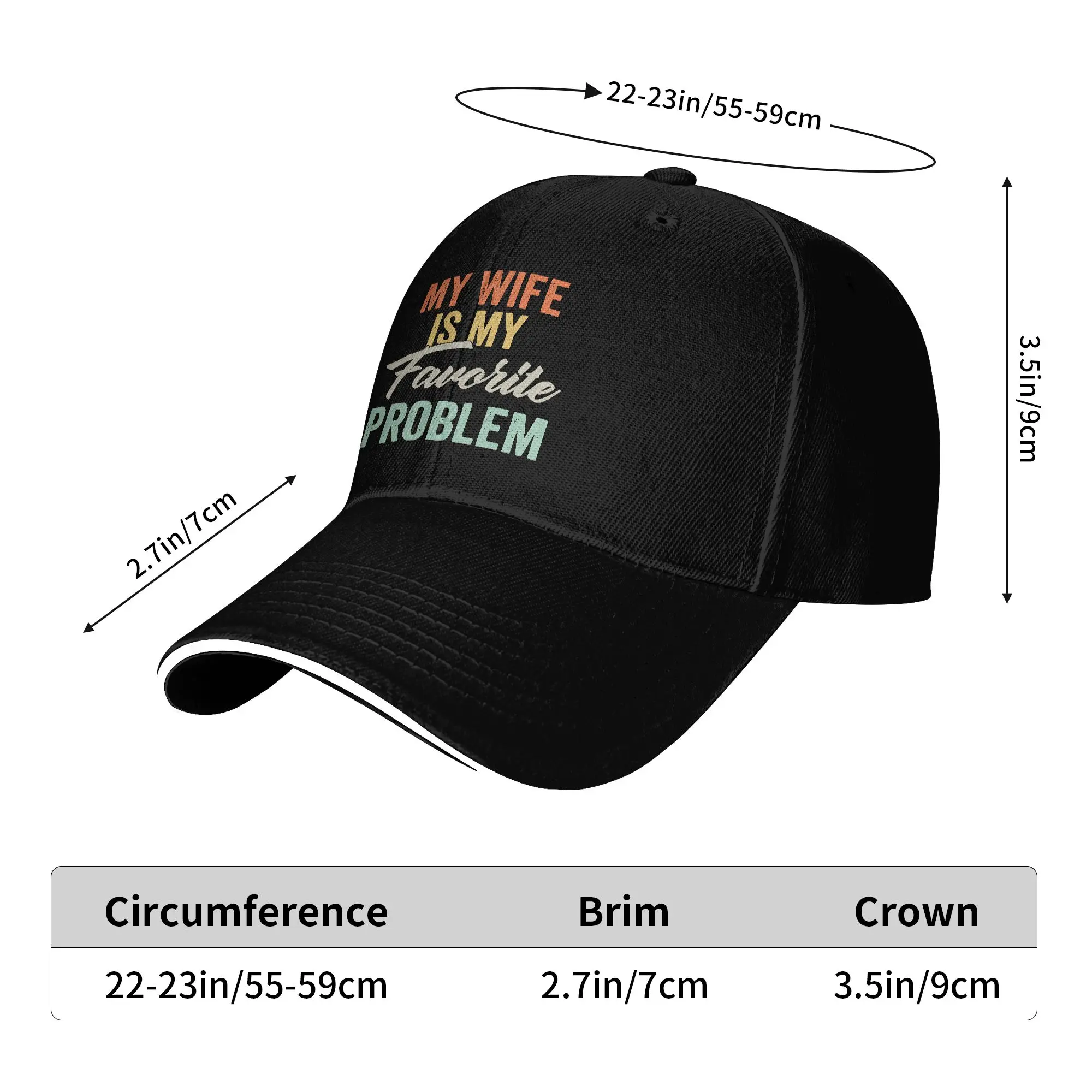 My Wife is My Favorite Problem Funny Vintage Sun Baseball Cap Summer Female Male  Design Trucker Hat Adjustable Baseball Caps
