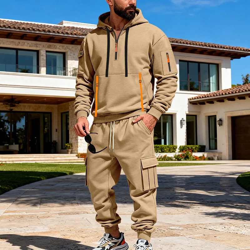 بدلة شتوية مخملية ثقيلة للرجال فضفاضة غير رسمية بأدوات رياضية شتوية عبر الحدود