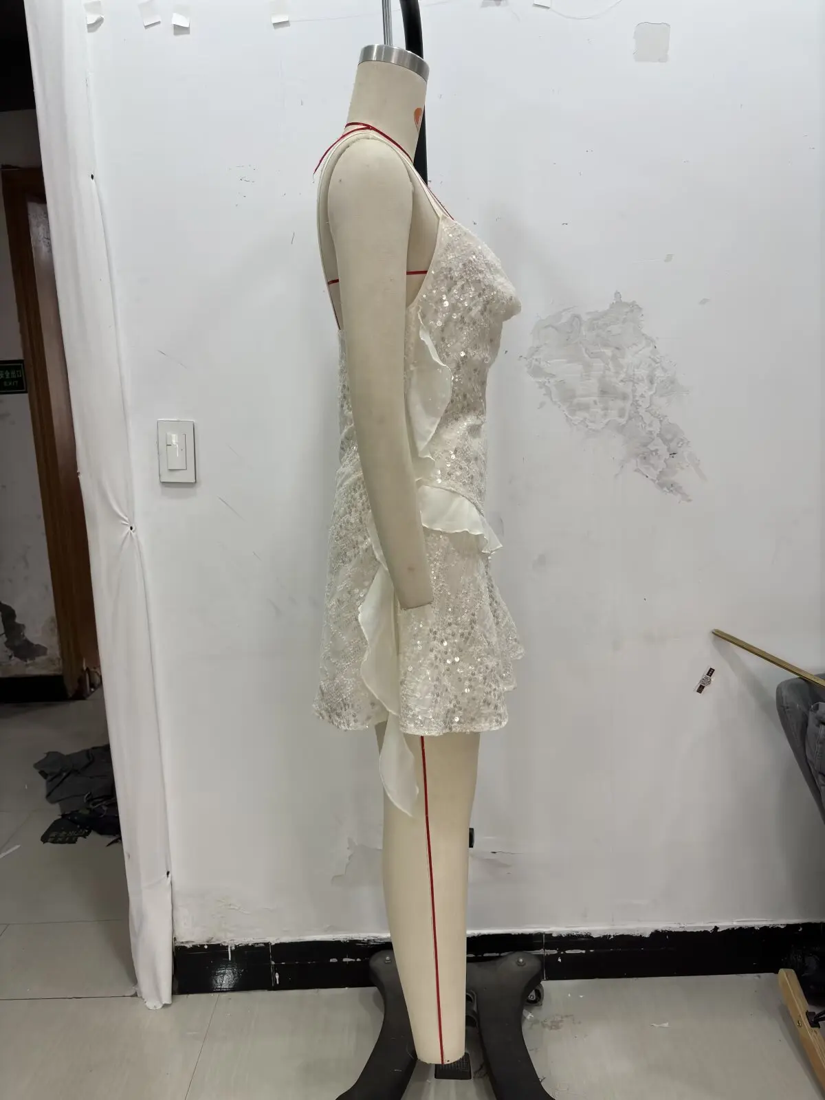 Kondala chique verão em camadas elegante mulher vestidos moda 2025 drapeado camisola mini vestidos sexy lantejoulas feminino magro vestidos