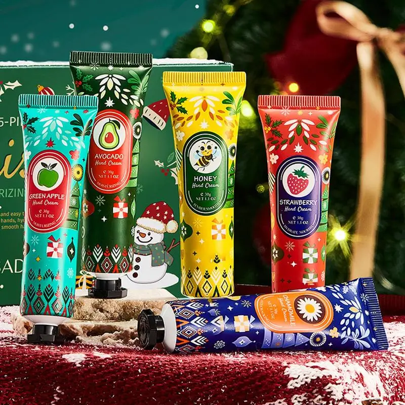 

5-piece Christmas Fragrance Hand Cream Gift Box Set Travel Size Christmas Hand Cream Set Moisturizing Lotions for Hands