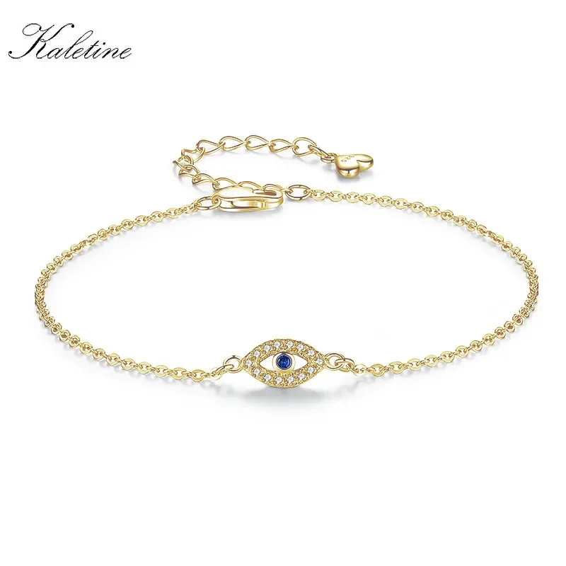 

KALETINE Charm Evil Eye Bracelet 925 Sterling Silver Bracelets for Women Blue Stone CZ Adjustable Men Turkey Jewelry