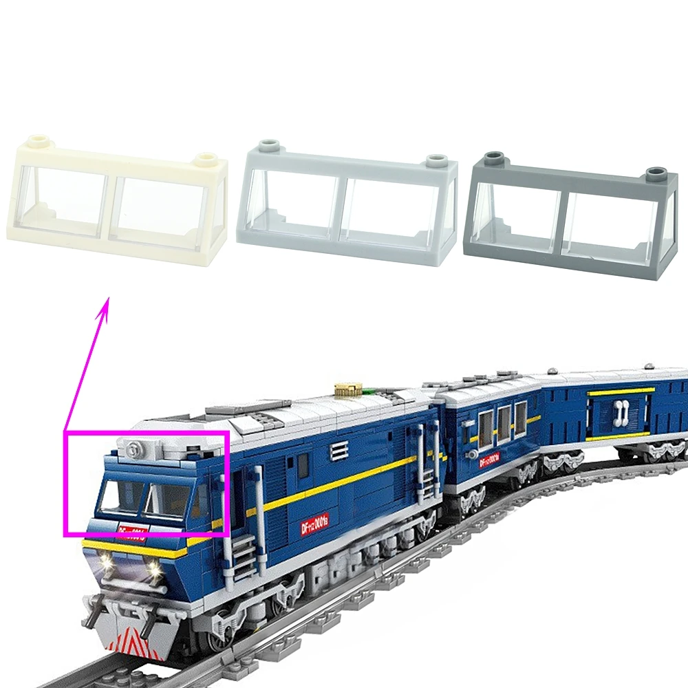 قطار الزجاج الأمامي ل الطوب أجزاء 5 قطعة اللبنات 13760 + 13569 2X6X2 الإطار DIY بها بنفسك التعليمية البناء هدية الكريسماس لعبة #2