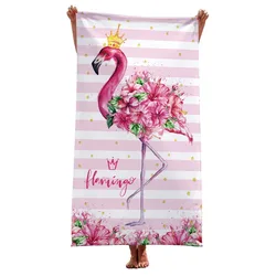 Pink Flamingo Printed Beach Bath Towel Microfiber Swimming Towels Oversized Super Absorbent Sand Free Thick Towels Home Textile