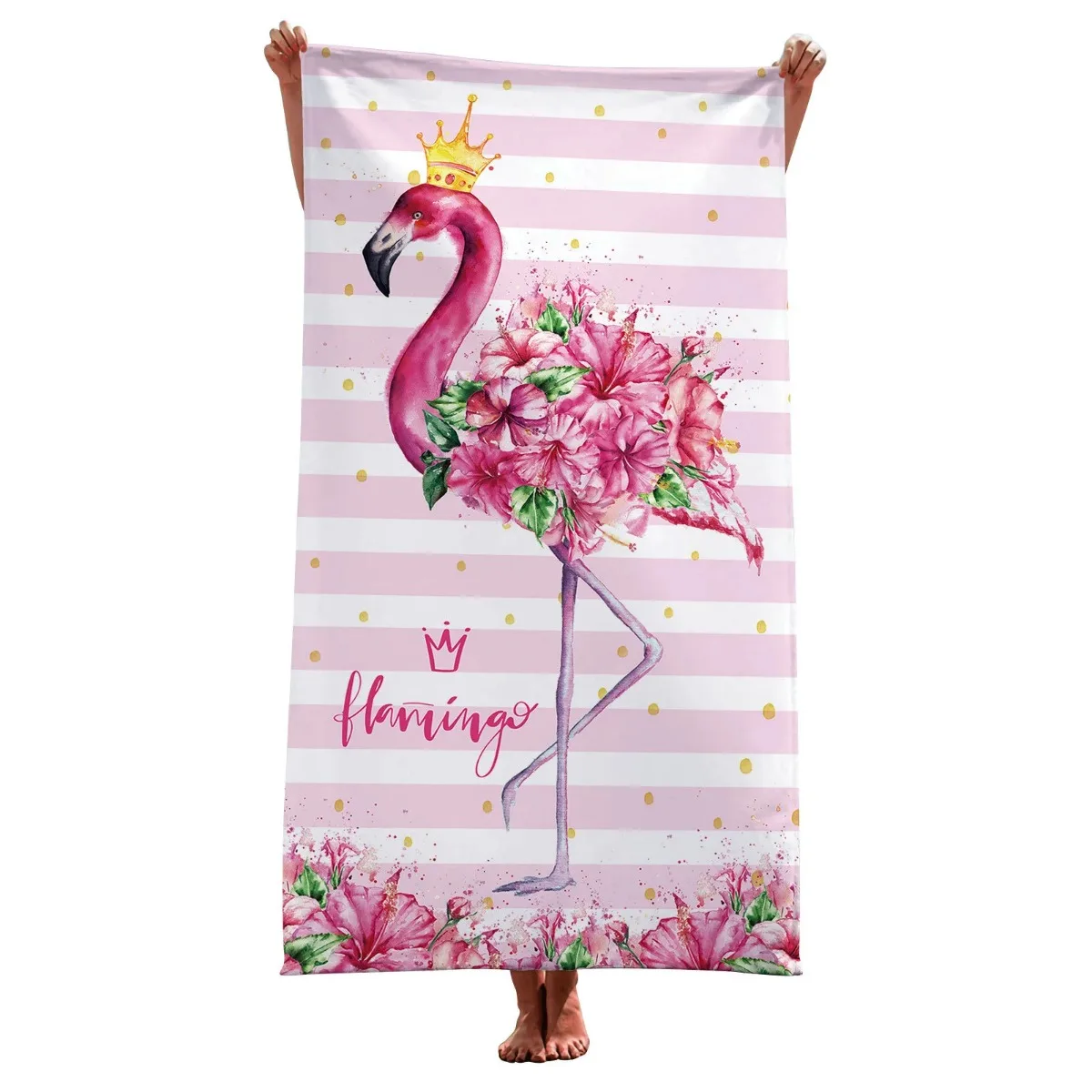 Pink Flamingo Printed Beach Bath Towel Microfiber Swimming Towels Oversized Super Absorbent Sand Free Thick Towels Home Textile