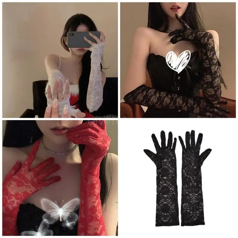 

Sexy Lace Gloves for Wedding Occasion Long Gloves Photoshoots Gloves Party Gloves Women Event Ceremonial Gloves