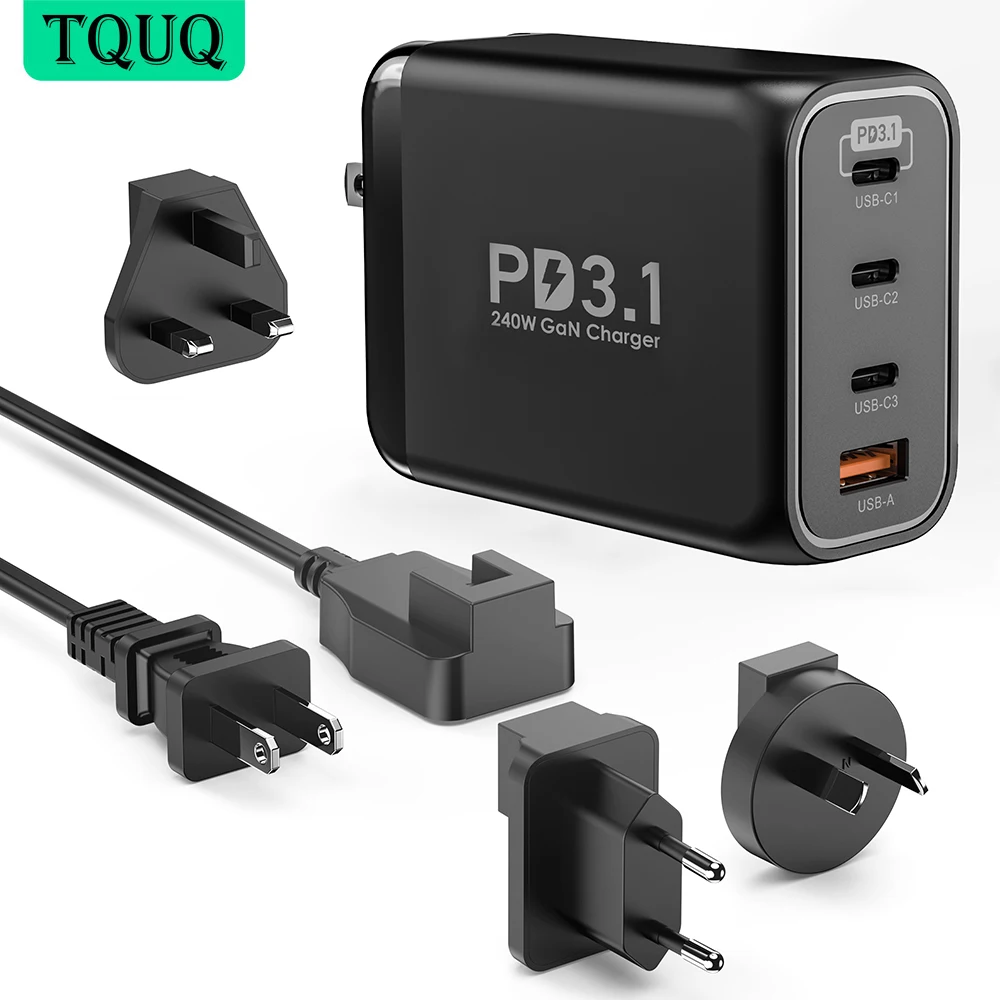 TQUQ 240W USB C Charger GaN 140W PD 3.1 Wall Charger 4-Port Fast Charging Station for MacBook Pro 16'' Laptop iPad iPhone Galaxy