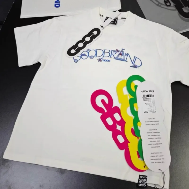 Breathable Cotton White GOODBRAND Tshirts Heavy Industries Embroidered Aircraft Ship Map Logo Letter Short Sleeve Men Women Tops