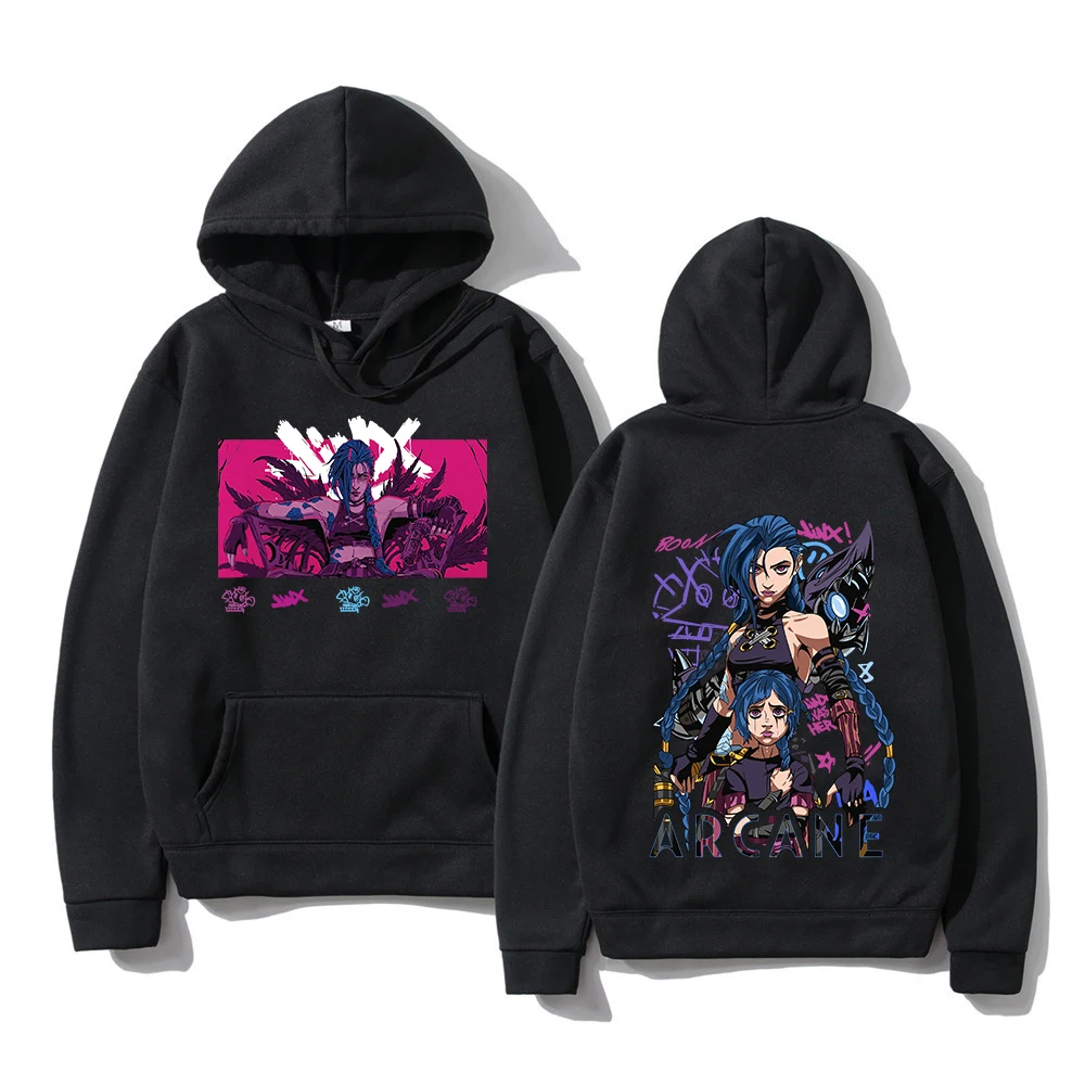 Arcane Jinx Hoodie Fashion Men Harajuku Aesthetic Anime Monkey Boom Hoodies Unisex Autumn Winter Cartoon Pullovers Sweatshirts