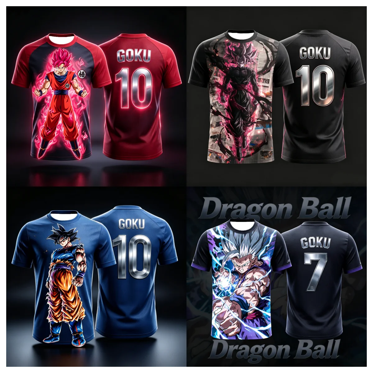 2026 Sommer Dragon Ball Goku Fußballtrikot Atmungsaktives Mesh Anime Fußballshirt Unisex Lässiges Sport-Streetwear Grafik-T-Shirt