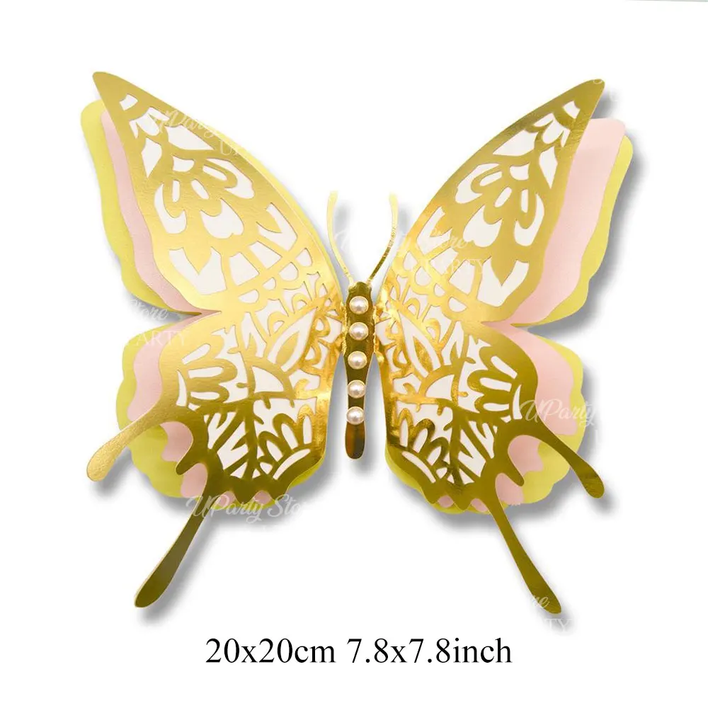 6 Stück 3D große Schmetterlings-Partydekorationen, riesige Papier-Schmetterlingsaufkleber, Wanddekoration für Geburtstag, Hochzeit, Babyparty, Mitbringsel – Detail 11
