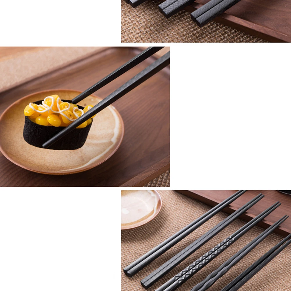 

5pcs Japanese Style Hexagonal Chopsticks 24Cm Reusable Non-Slip Fiberglass Utensils Home Restaurant Gift Storage