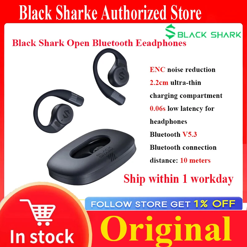 NEW Black Shark OWS Open Wireless Earphones Bluetooth 5.3 in Ear Waterproof Sports Headphones For Iphone Xiaomi phones