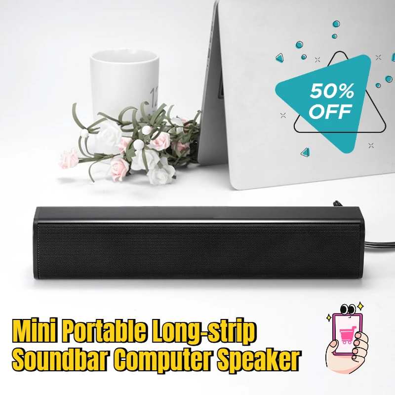

Mini Portable Long-strip Soundbar Computer Speaker for Multimedia Home Laptop Small Speaker