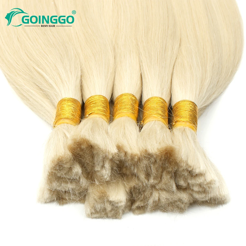 Light Blonde Human Braiding Hair Bulk No Weft Extensions Bleach Blonde Human Hair Bulk For Braiding 100G Remy Straight Bundles