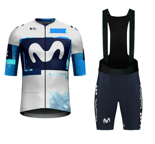 LASER CUT 2025 Equipo MOVISTARful MANGA CORTA JERSEY DE CICLISMO DE VERANO WEAR ROPA CICLISMO+BIB SHORTS