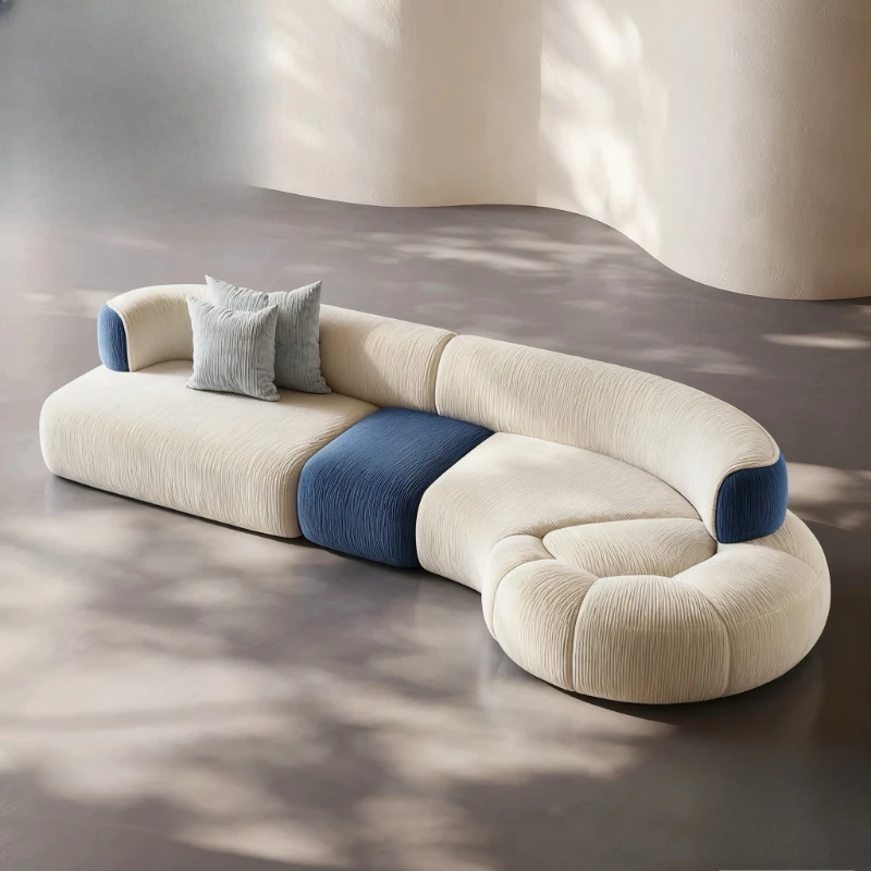 

Italian minimalist modern designer villa sofa two-color special-shaped arc medieval creative module combination living room