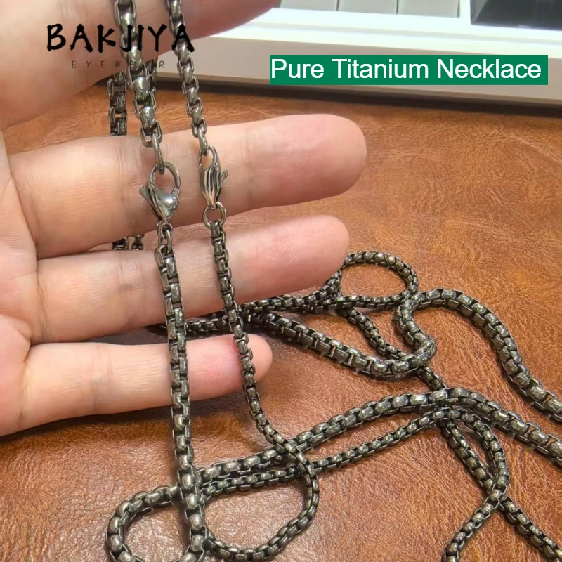 

Fashion 4mm Pure Titanium Rolo Box Chain Necklace Lightweight Durable Skin Friendly Jewelry Unisex Versatile Hip Hop Daily Wear