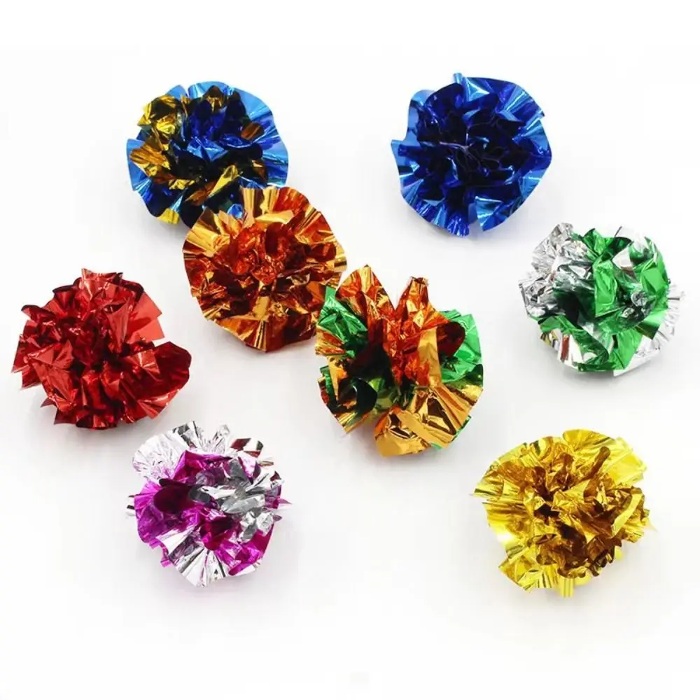 10x Light Crinkle Foil Cat Toys Balls Ring Paper 5.5CM Tinsel Balls Large Gilter Cat Kitten Toy