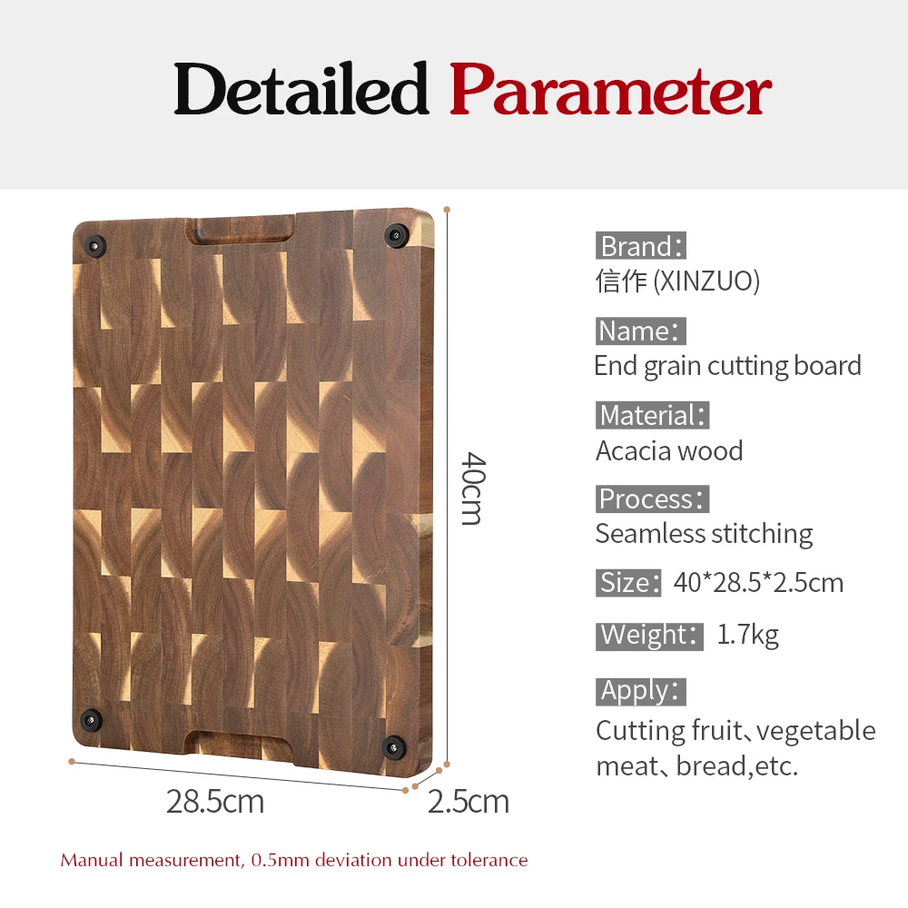 Imagem -02 - Xinzuo Tábua de Corte de Madeira de Acácia Tábua de Corte de Grão Tábua de Corte Retangular de Cozinha Profissional