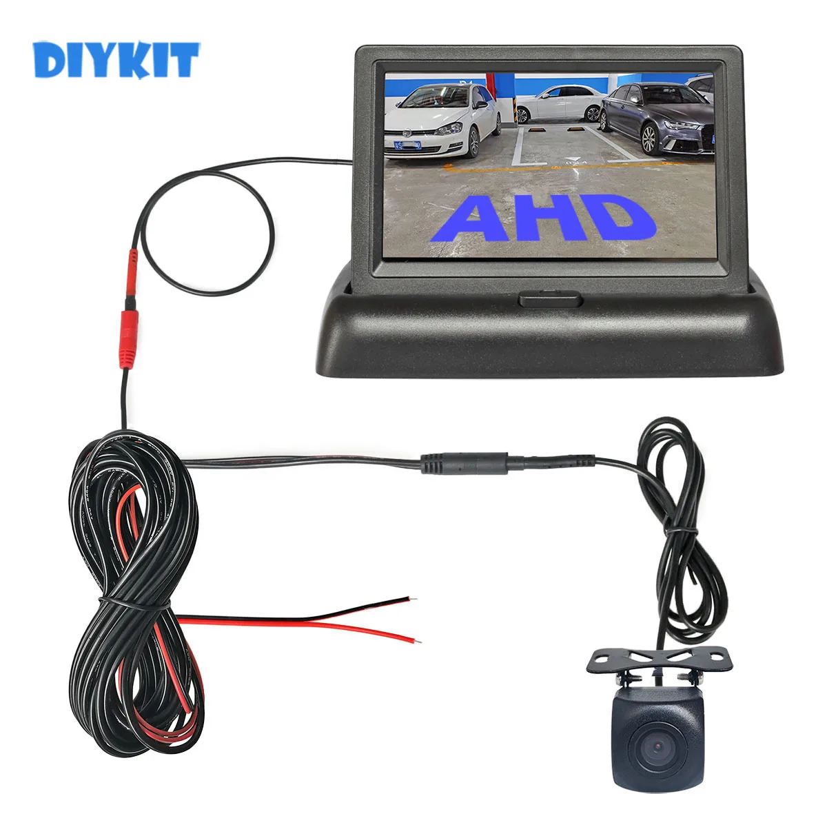 

DIYKIT 4.3inch AHD Foldabel Rear View Car Monitor Vehicle Reverse Backup 1280*720 Starlight Car Camera Video Parking System