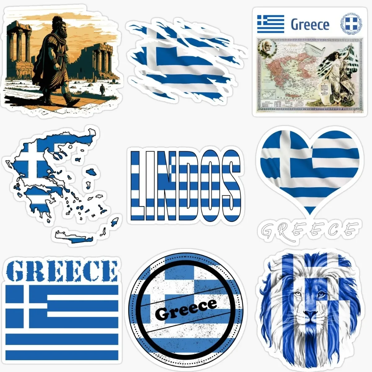 

GR Athens Greece Flag Map Emblem Creative Sticker for Car Motorcycle Camper Van Bicycle Book Bicycle Wall Decal Accessories