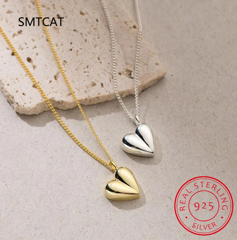 Girls 925 Sterling Silver Heart Pendant Love Necklace For Women Daugther Girl Birthday Gift Fine Jewelry DS4155