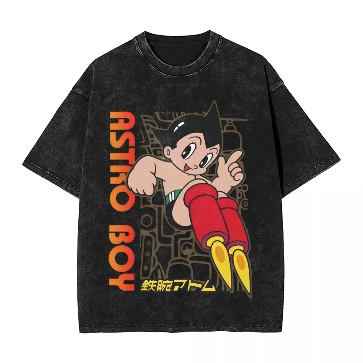 Washed T Shirts Astro Boy Manga Anime Vintage T-Shirt Mighty Atom Astroboy Streetwear Cotton Graphic Printed Tops Tees