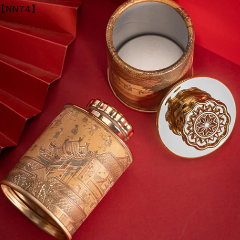 NEW Mini Empty Tea Tin Can Household Green Black Tea Sealed Jar Portable Travel Small Tea Packaging Box Paper Storage Can[J]【W4】