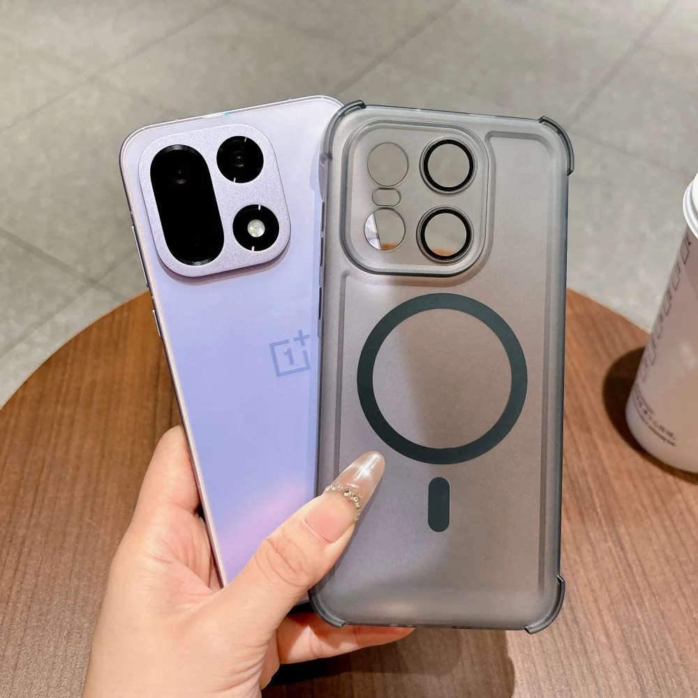 Funda magnética de lujo suave para teléfono Magsafe, funda anticaída con Airbag para OnePlus 1+ 15 13 Ace 6 5 T Pro, carga inalámbrica con parachoques completo