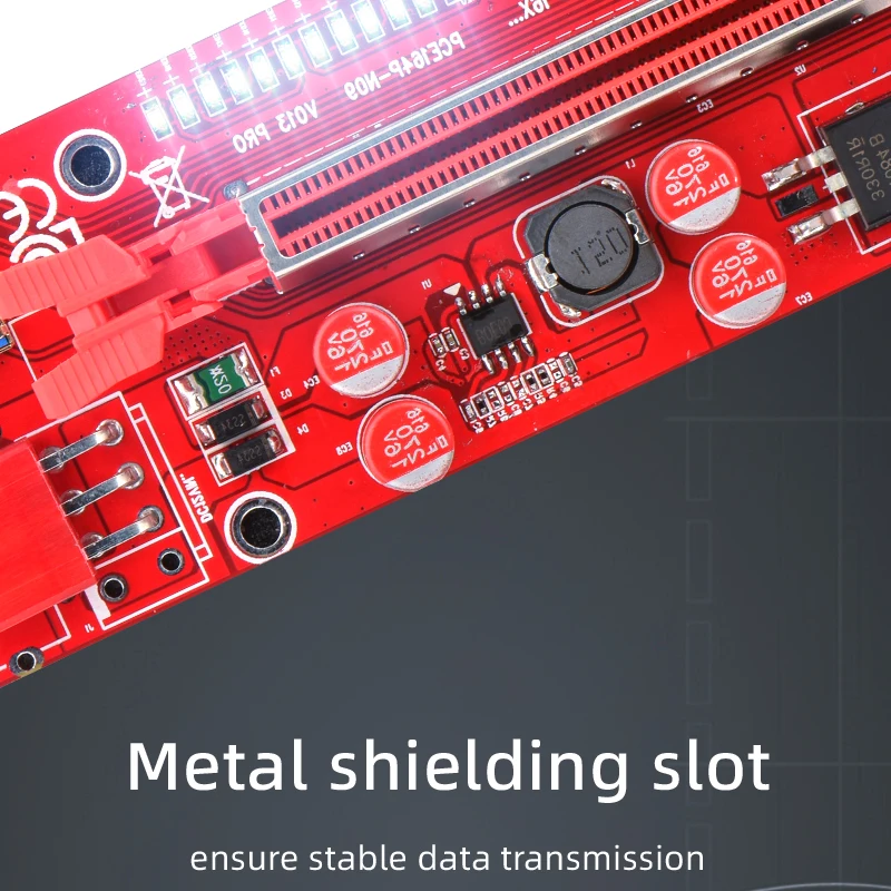 PCIE Riser 013 Pro PCI Express X16 6Pin USB 3,0 LED temperatura para Bitcoin Miner Mining V013 Pro GPU Riser para tarjeta de vídeo Riser