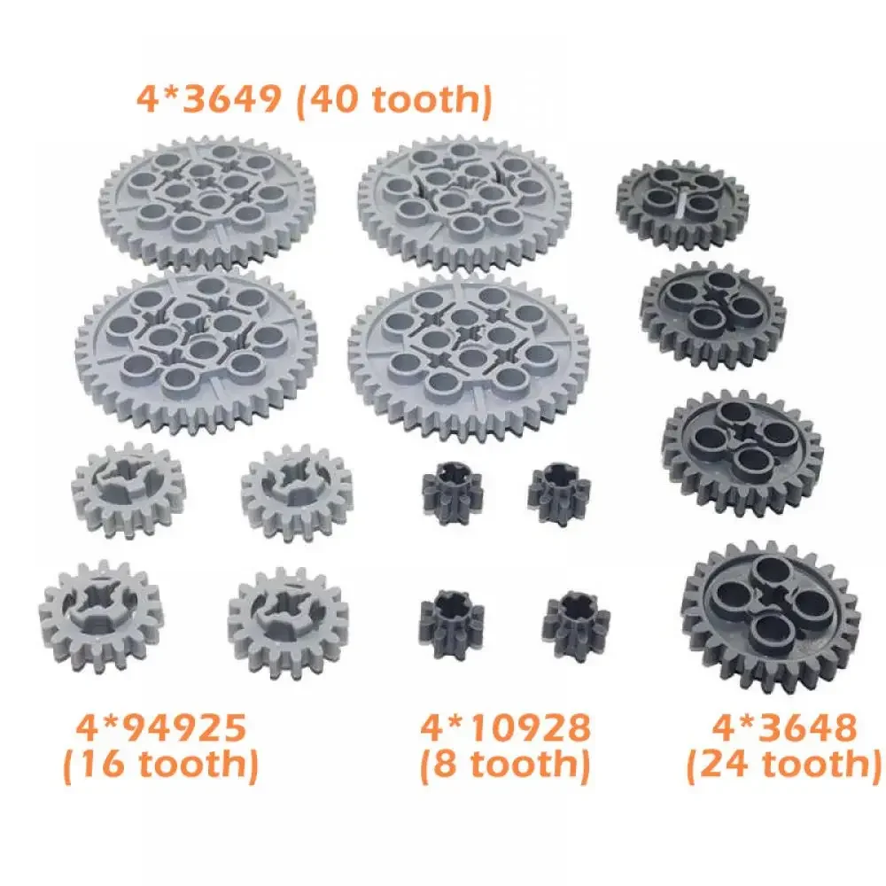 100 stücke Technische Getriebe Set Link Kette Ziegel Zahnräder Set Teile 3711 14696 10928 94925 3648 3649 für MOC Bausteine zug Spielzeug – Detail 4
