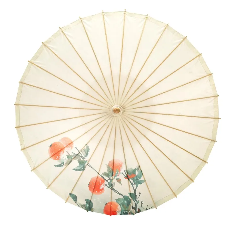 Ombrello antico in carta oleata con fiori e uccelli