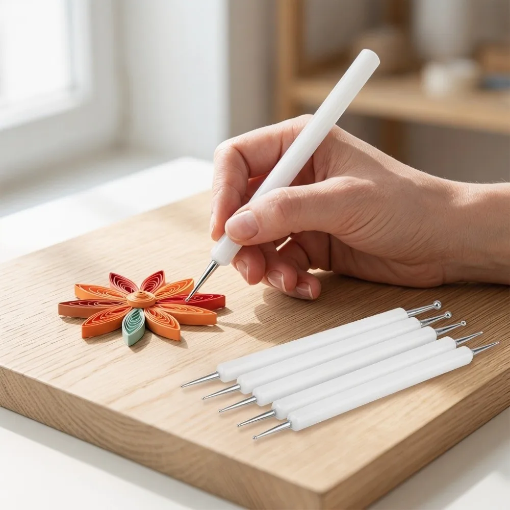 5PCS Double Ended Double Ended Stylus Pen Round Tip Two Tone Option Quilling Art Pen Acrylic Shank Dotting Tool