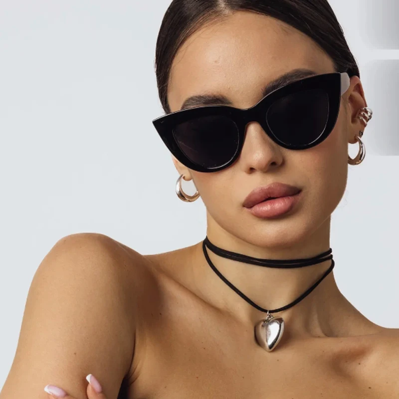 المشي لمسافات طويلة 4 قطعة إطار كبير الموضة عين القط مكافحة نظارات الضوء النساء التدرج تصميم نظارات النساء السفر في الهواء الطلق نظارات UV400